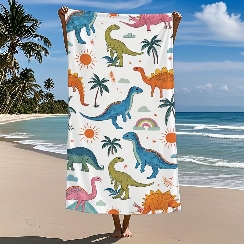 

Cute Little Dinosaur Lightweight Microfiber Bath Towel Quick-Dry Ultra-Soft and Highly Absorbent Vibrant Dinosaur Sunset Beach W30*H60(CM)