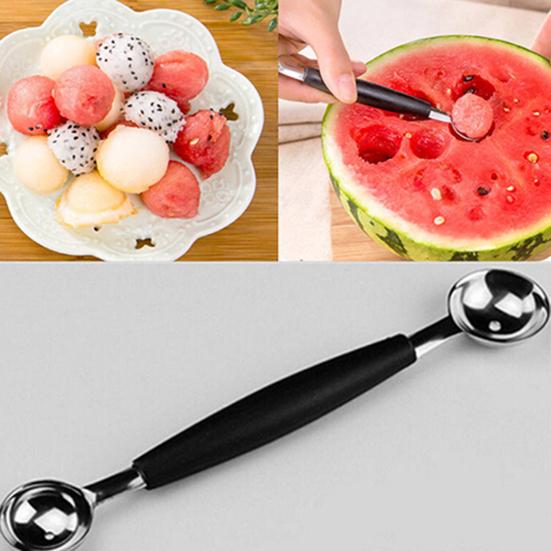 Doppelendiger Melonenkugelausstecher Tragbar Praktisch Doppelendig Fruchtpüree Eiscremekugelausstecher für Eiscreme Kartoffelpüree Früchte