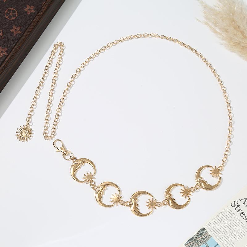 Chic European Sun and Moon Body Chain - Fashionable Waist Accessory