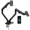 ZepSon Dual Monitor Arm with USB Hub Gas Spring Supports Dual Monitors 9kg Weight VESA Compatible Adjustment & USB/TYPE-C Charging, Mount, (32-inch),