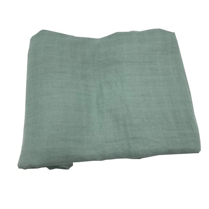 Solid Color Bamboo Cotton Dyed Swaddle Blanket Soft Double Layer Gauze for Baby Care (green,120x120cm) зелёный