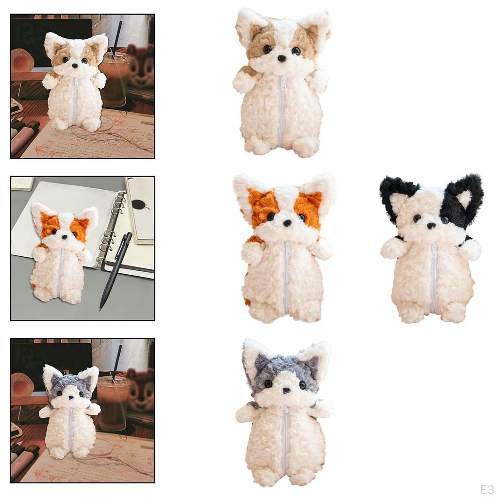 Corgi Dog Shape Pencil Case Cosmetic Bag Stationery Organizer Cartoon Storage Stuffed Animal for