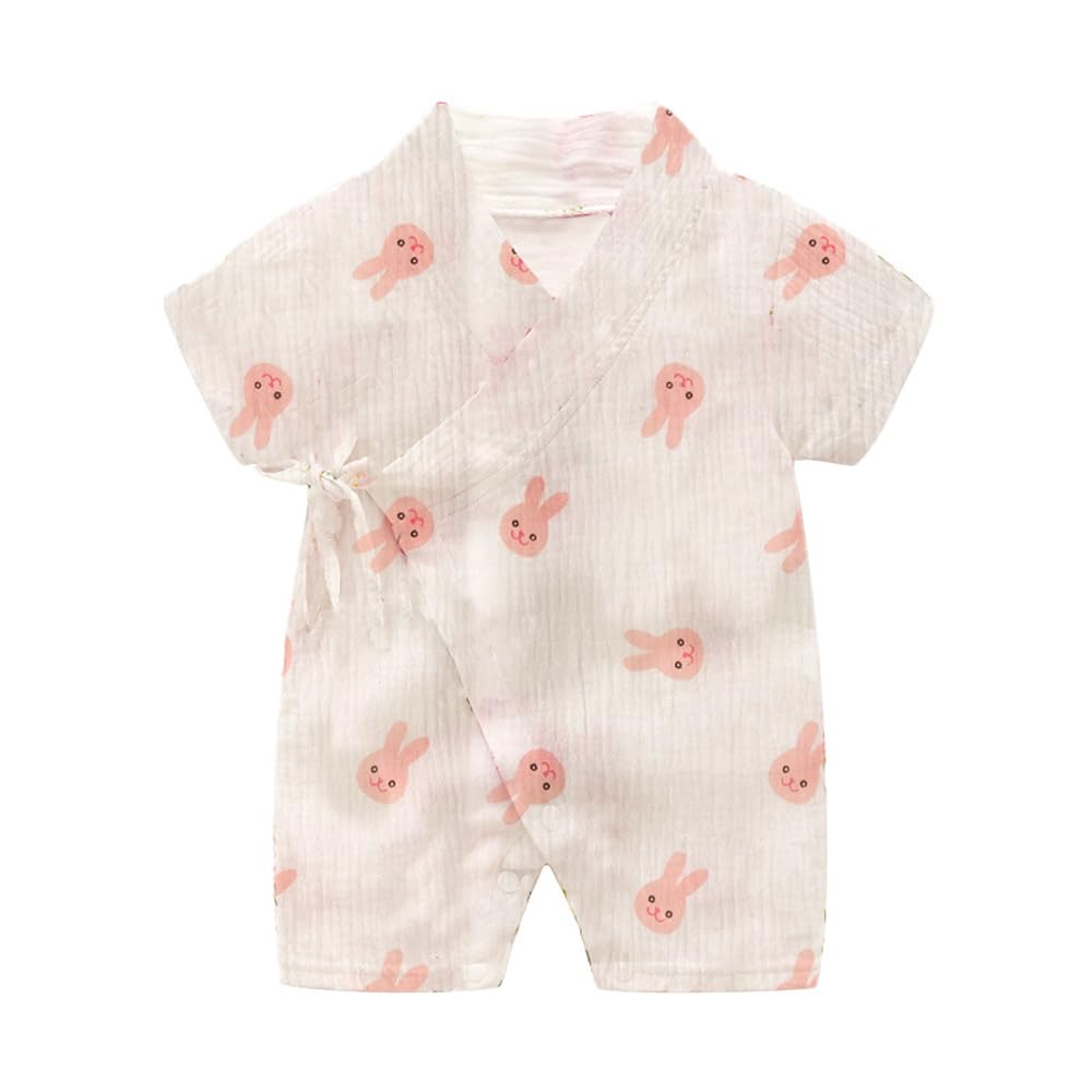 Baby short sleeve gauze summer boys and girls baby birth preparation pink 24M [Baby koi] clothes, clothes, coveralls, rompers, ties, gift, rabbit,