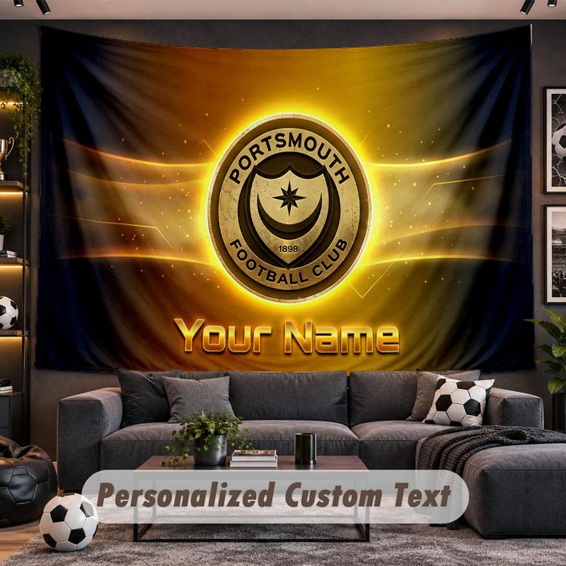 Wall Hanging Tapestry Custom NamePortsmouth FC Pattern Personalized Printed Fabric Wall Decor