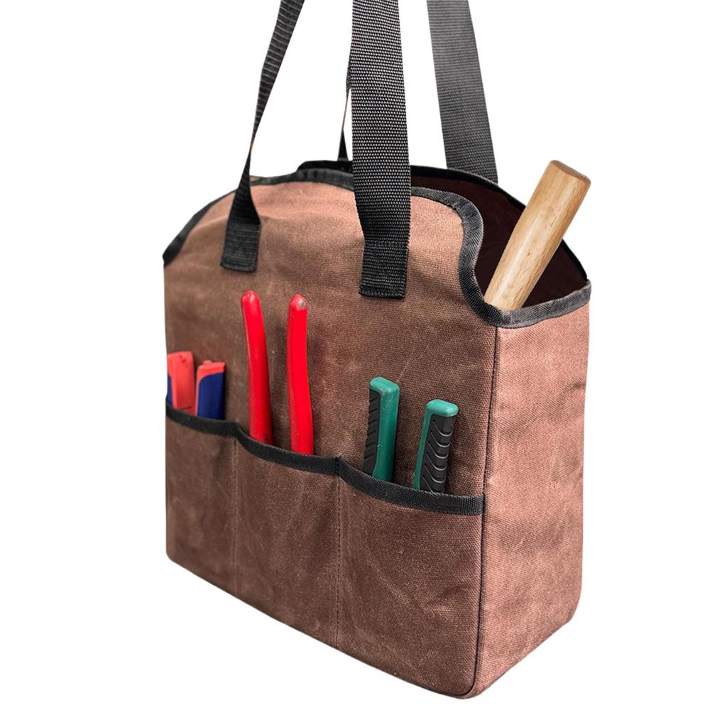 Waxed Canvas Garden Tool Bag Waterproof Large Capacity Heavy-Duty Tote Bag Multi-pocket Garden Tool Bag Organizer