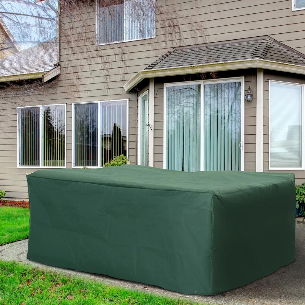 Outdoor Garden Furniture Cover Waterproof, Anti-UV 600D Heavy Duty Oxford Fabric Patio Furniture Cover for Rectangular Sofa Table Set, Green