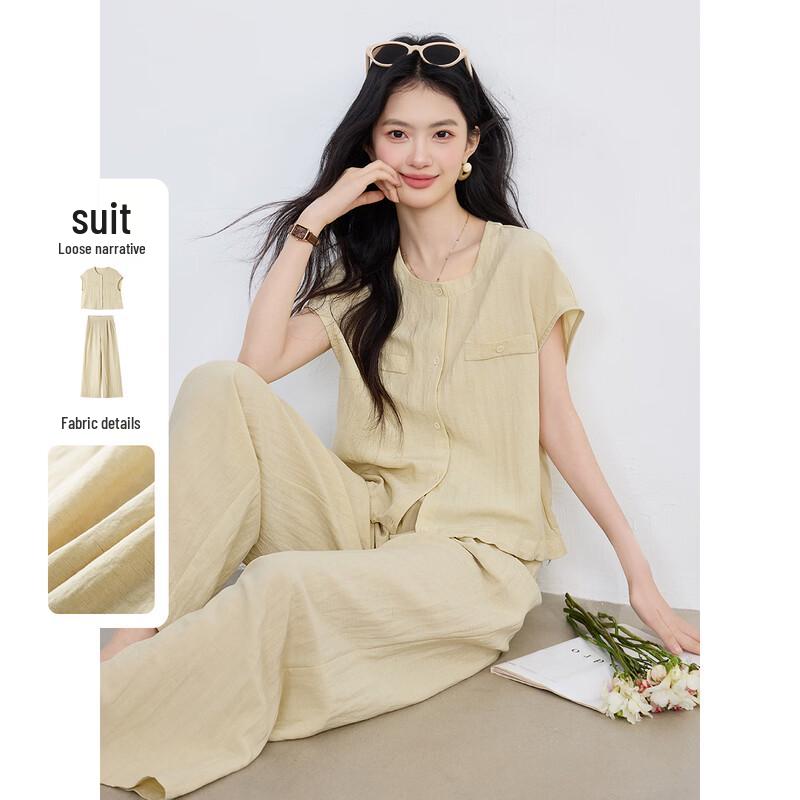 Women s Lyocell-Linen Blend Casual Two-Piece Set 2XL