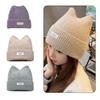 Floppy Cat Ear Beanie for Students Adult Windproof Foldable Winter Hat Thicken Harajuku Beanie with Letter Decals