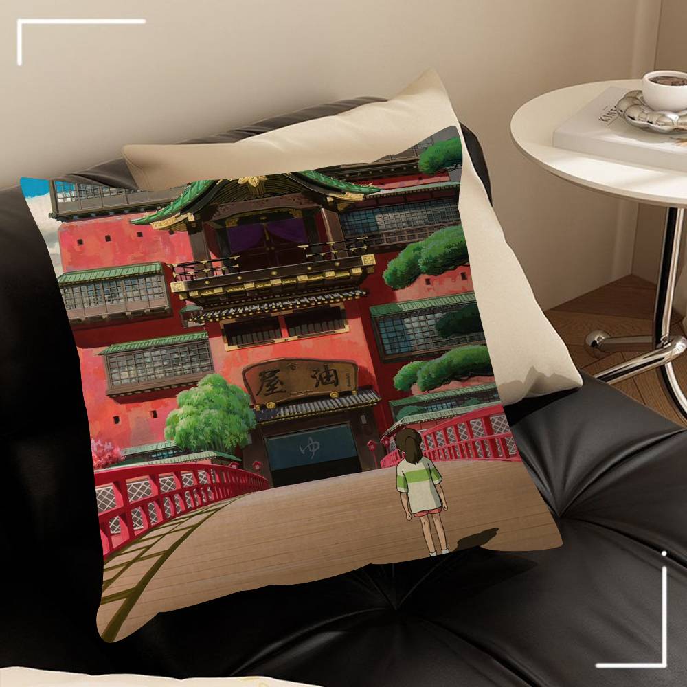 Spirited Away Anime Poster Maple Design Cushion Cover Happy Autumn Harvest Decor Holiday Decorati Pillow Cover