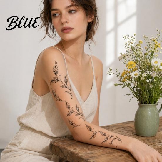 Tatuaggi Temporanei per Gambe 1 Foglio Adesivi per Tatuaggi Impermeabili Fiori Foglie Tatuaggi