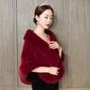 Burgunderrote Hochzeitsjacke Kunstpelz Wickel Braut Winter Warm Cape Pelz Schal Bolero Oberbekleidung Accessoires