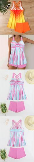 European-American Printed Spring Bikini 2025: Conservative Skirt-Style Women's Swimsuit.