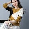 Damen Frühling und Herbst Mode Farbblock Strickpullover Mittelalte Mütter Damen Unterziehstrick
