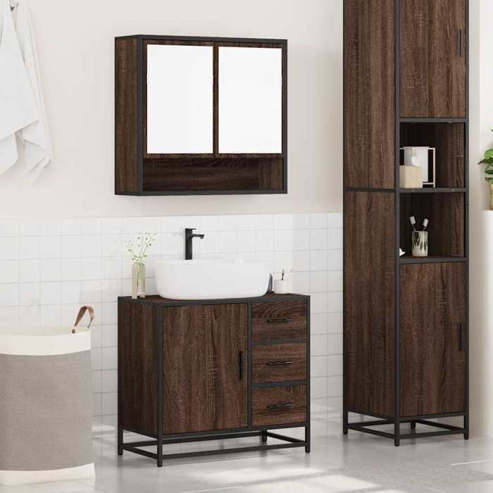 VidaXL Ensemble De Meubles De Salle De Bain 2 Pcs Chêne Marron, Armoire De Rangement, Armoire De Bain, Meuble De Toilette 3300929