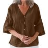 Women's Casual V-neck Cardigan Cotton Linen Solid Color Women's Top Shirts