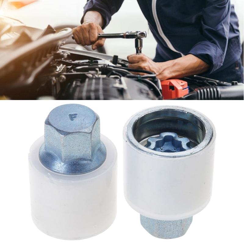2 Piece Anti Theft Wheel Nut Socket Set 17mm Steel Construction Security Locking Tool Suitable for Vehicle Maintenance