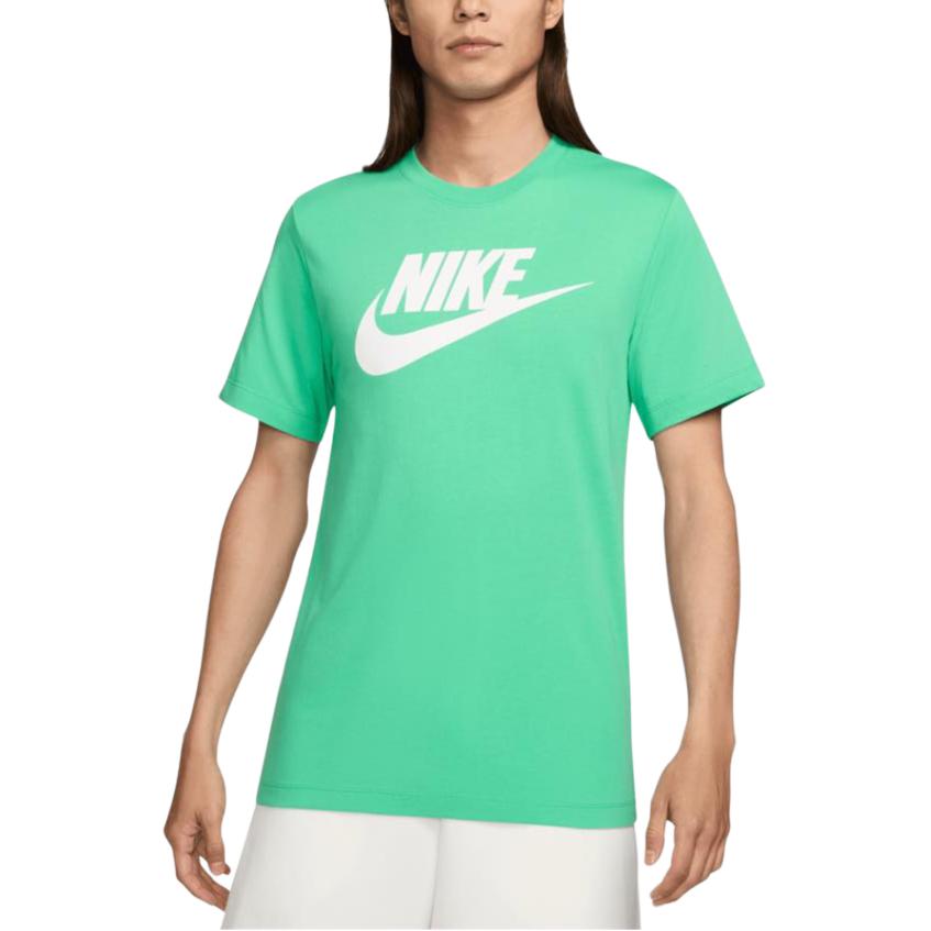 Nike Swoosh Printed Round Neck Pure Cotton T Shirt Men's Green DX1986-363