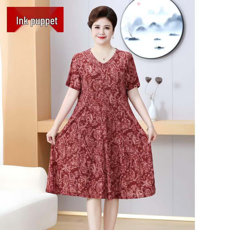 

Mo ou Plus Size Floral V-Neck Summer Dress for Women 7XL