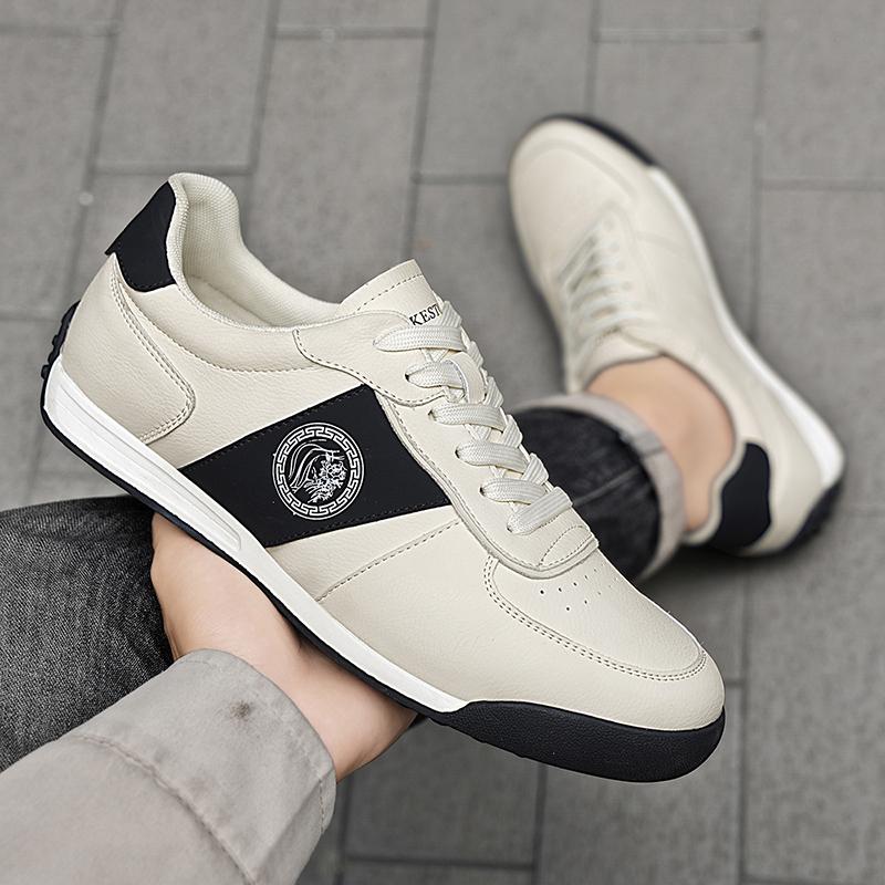 Leather Running Shoes for Men Casual Skate Shoes Sneakers-luxury Skateboard Trainers Free Shipping