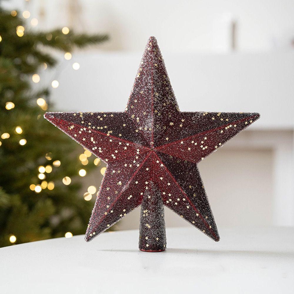 

Plastic Xmas Top Pentagram Ornament Glitter Christmas Tree Ornament Hotel Mall