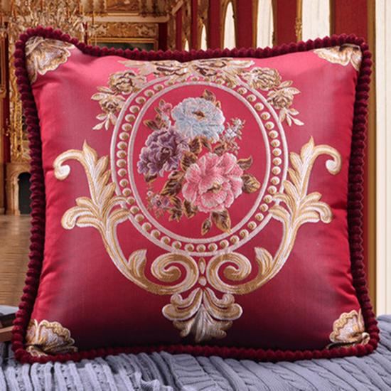Washable Cushion Covers European-style Printed Sofa Pillowcase Cover for Living Room Car Pillow Cushion Lumbar Support Cover Removable