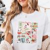 Women'S Casual Graphic T-Shirt - All Booked for Christmas Print, Short Sleeve Round Neck Top for Christmas Books Lover T-Shirts
