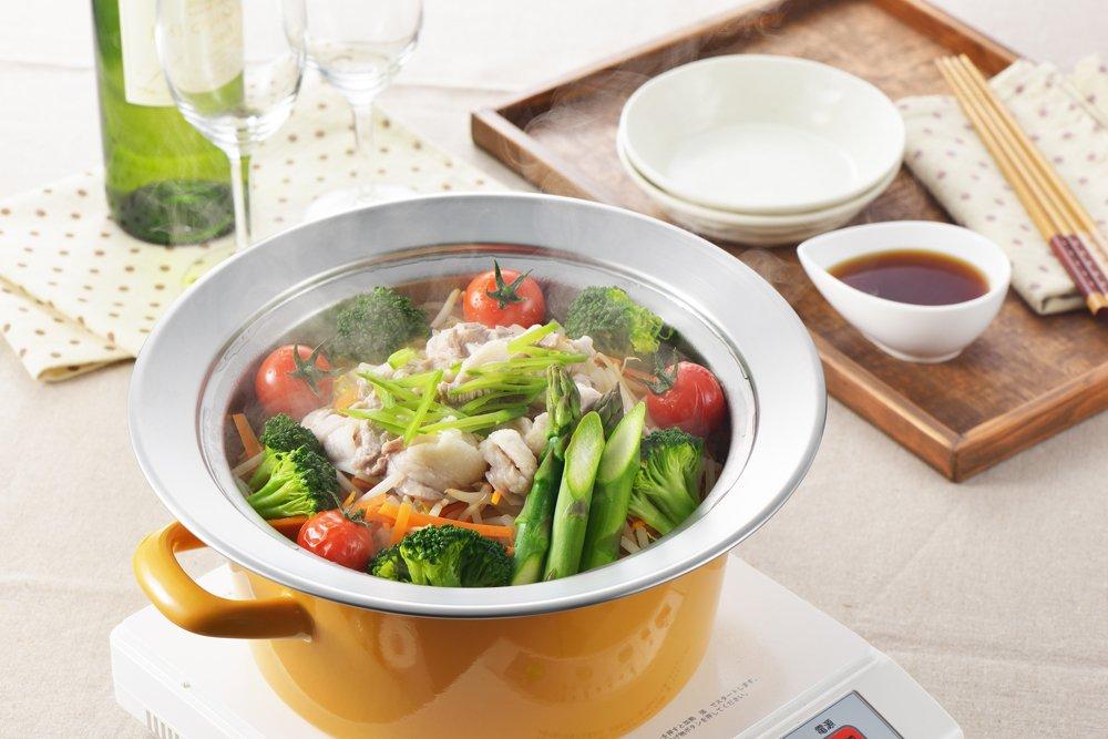 Yoshikawa Steamer for Compatible with Steaming Made In Stainless Steaming Easy Steaming Plate On the Pot YJ2302 Pots, 20~22cm Pots, Plate, Japan,