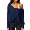 T-shirt da donna a maniche lunghe, casual, girocollo, colorata, per l'uso quotidiano