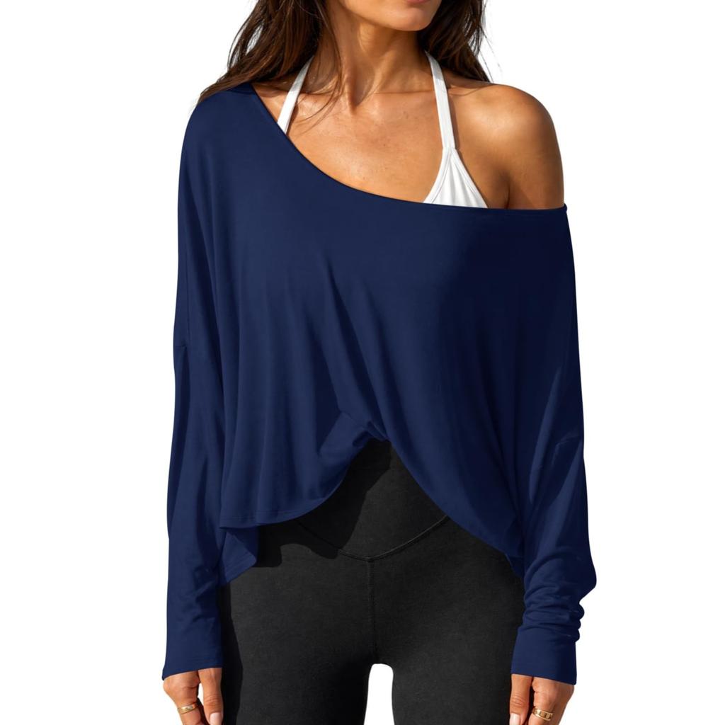 T-shirt da donna a maniche lunghe, casual, girocollo, colorata, per l'uso quotidiano