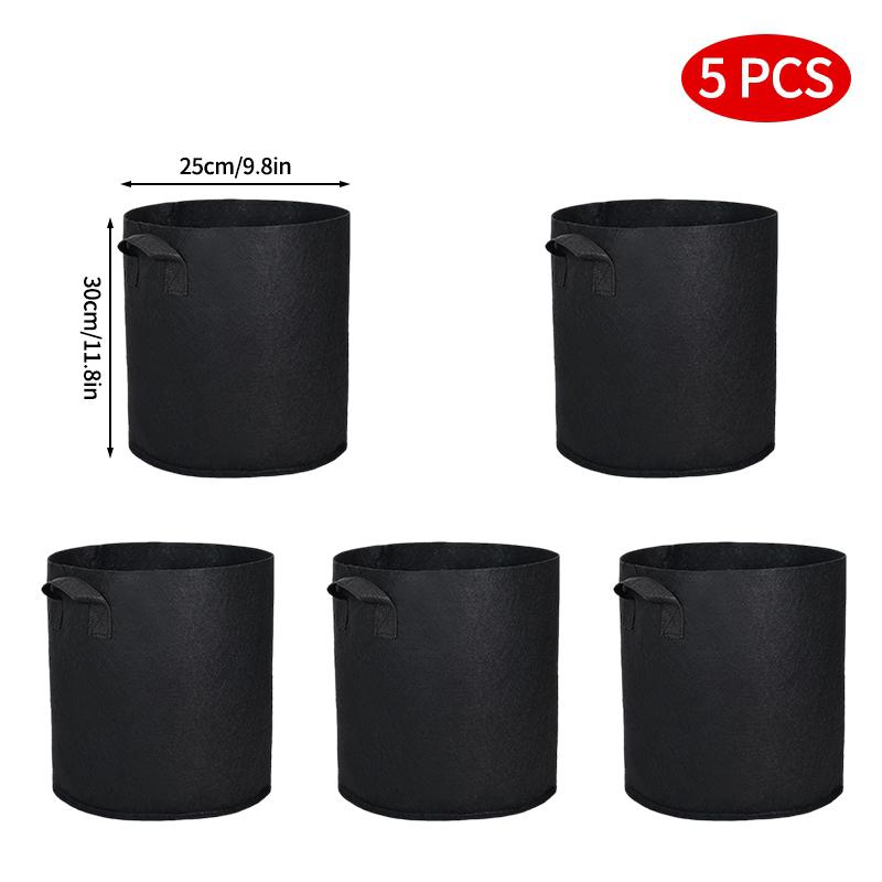 5Pcs 3-50 Gallons Grow Bags Non-Woven Fabric Plant Pots With Handle Garden Planting Bag For Tomato, Potato, Strawberry, Flowers Set