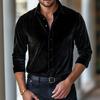 Autumn Winter Flannel Casual Shirts Men Solid Color Velvet Shirts Mens Long Sleeve Turn-Down Collar Business Vintage Shirt Man