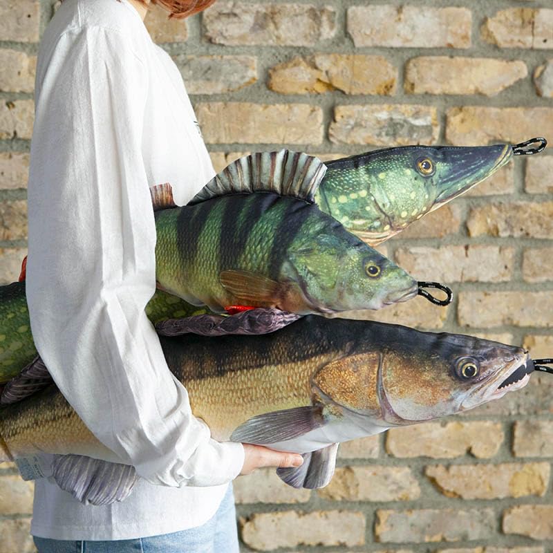 Dulton Fishes Perch 45 Fish Cushion for Everyday Life Large Body Pillow Marine Life Nordic FISHES Total Length 45cm Abborre/Perch/Perca Y-0508