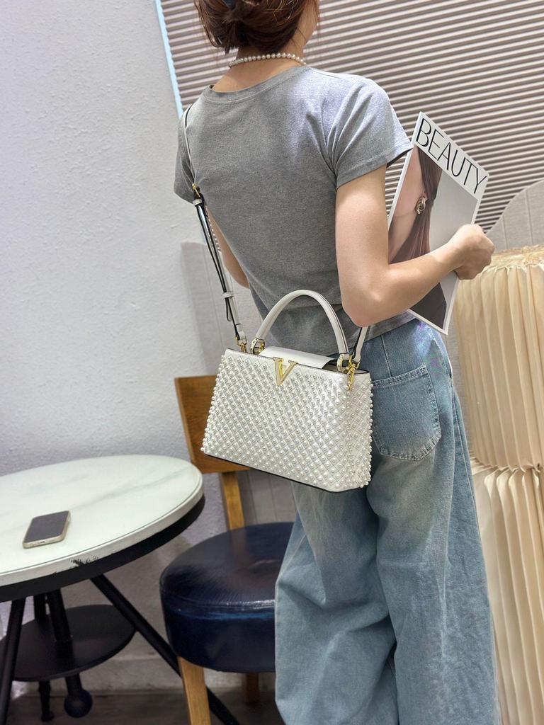 Sac à main tendance européen et américain en perles: Polyvalent Simple Épaule & Bandoulière pour le Travail, les Déplacements, ou le Street Style du Soir