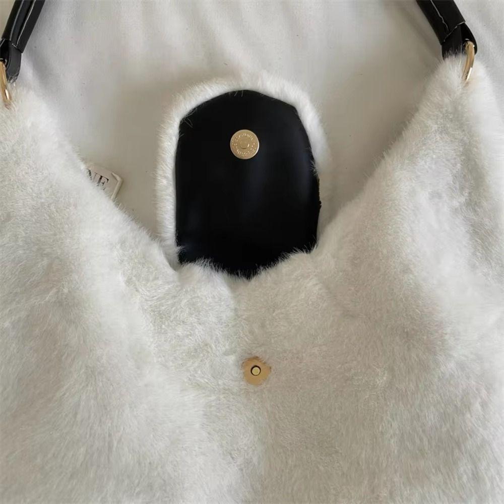 Deer Spot Fluffy Shoulder Bag Leopard Print Women Handbag Elegant Plush Tote Bag  Dating