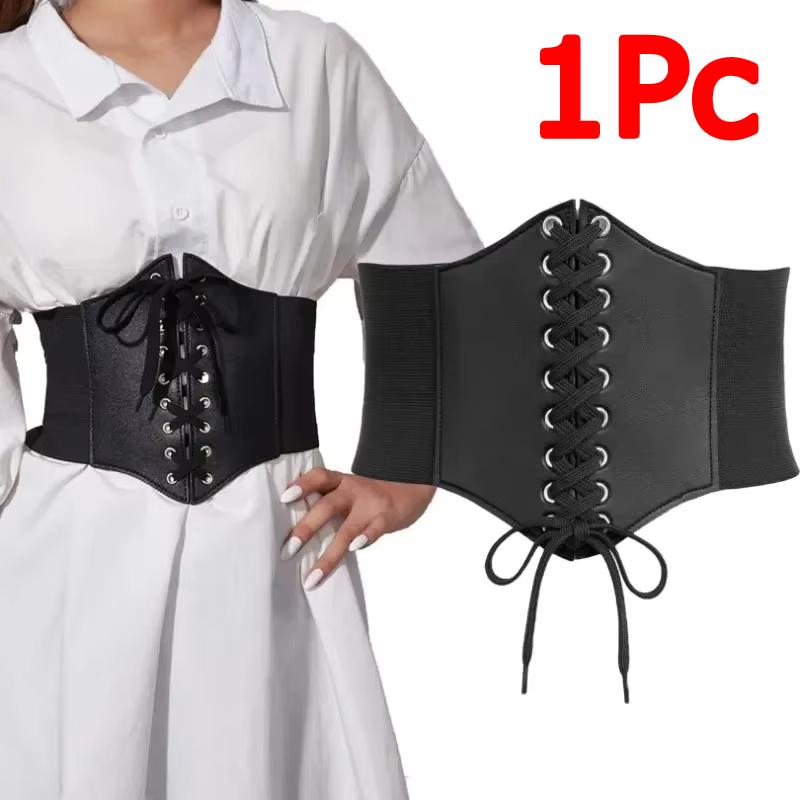 1PC Delicate Texture Elegant Posture Soft Durable Faux Leather Shirts Stylish Versatile Wide Waistband Daily