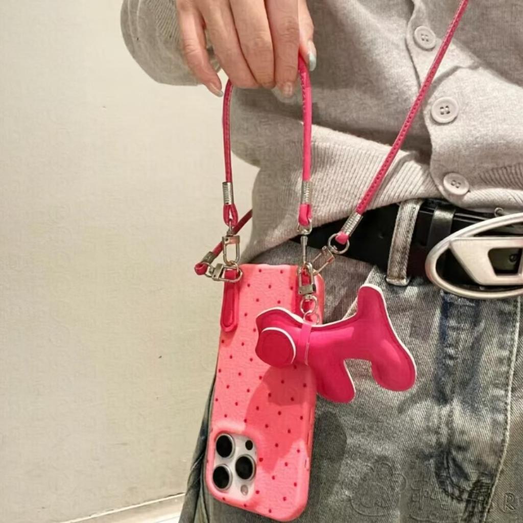 Leather Dog Pendant Crossbody Rope Suitable for Apple 16 Promax Mobile Phone Case IPhone 15 New Model