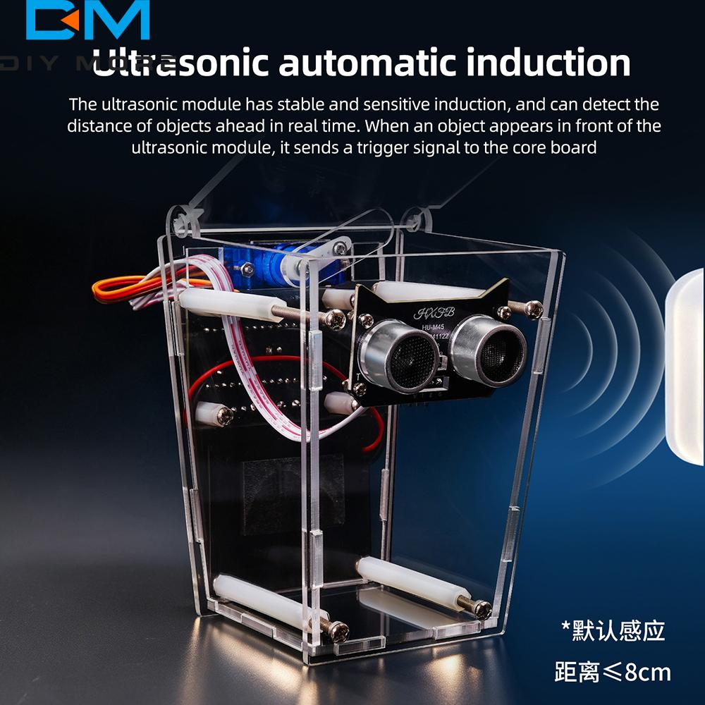 DIY Electronic Kit 5V Ultrasonic Automatic Sensing HU-102 Smart Trash Can DIY Kit for Maker Programming Learning Welding Parts