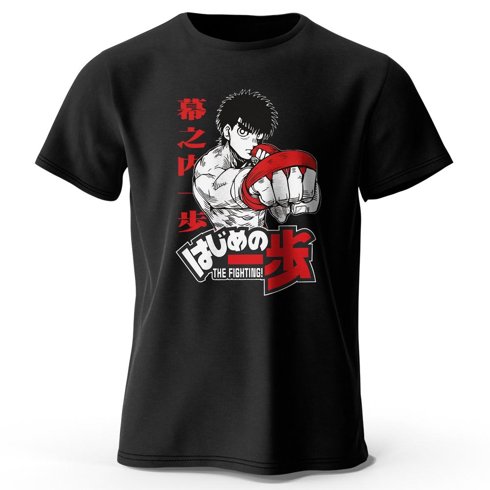

Мужская новая летняя футболка с японским мультяшным принтом боксерского зала, аниме графические футболки для мужчин и женщин, топы S чёрный