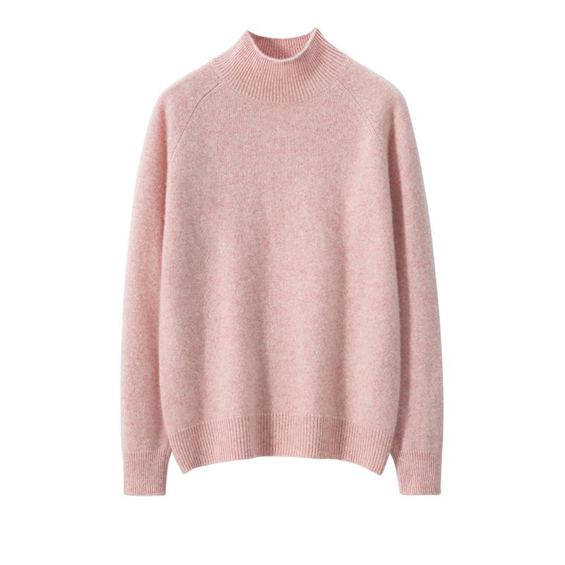 Women's Soft Cashmere Sweater - Thick, Half High Neck, Loose Fit, Solid Color, Casual Style for Autumn and Winter
