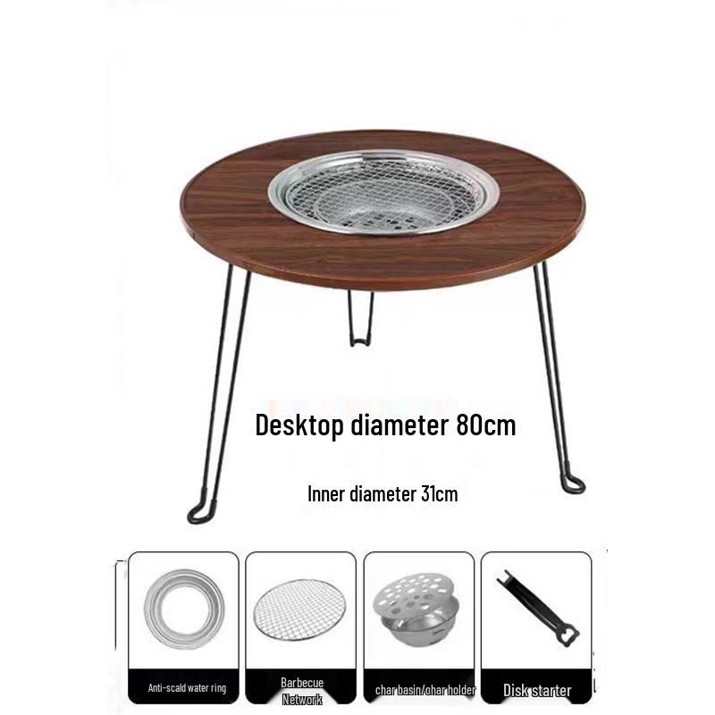 Tri-polar Multi-functional Folding Charcoal Grill and Fire Pit Table Set