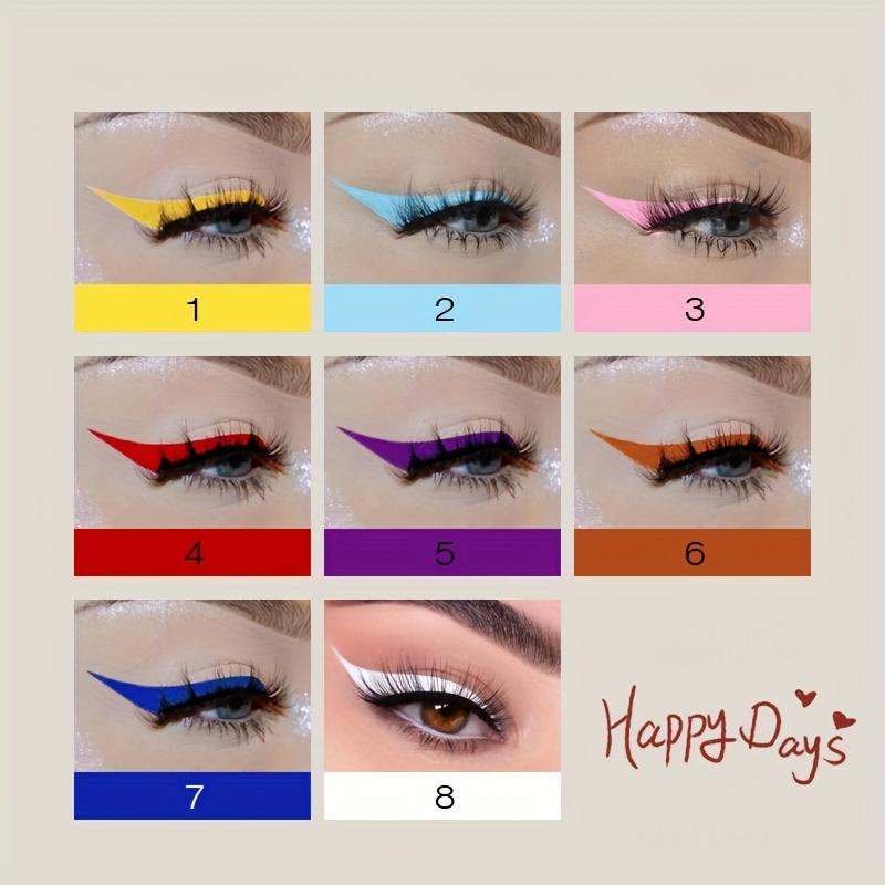 8-farger Ultra-fin Refill Brush Matte Hurtigtørkende Ikke lett å smøre ut Farge Eyeliner