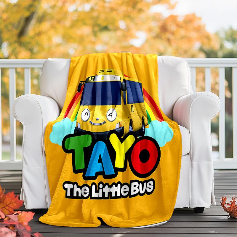 the little bus tayo printed throw blanket—lightweight,soft,warm;versatile blanket for all seasons—perfect as &air-conditioning throw,nap blanket
