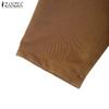 ZANZEA Women Casual Round Neck Solid Color 3/4 Sleeve Loose Blouse