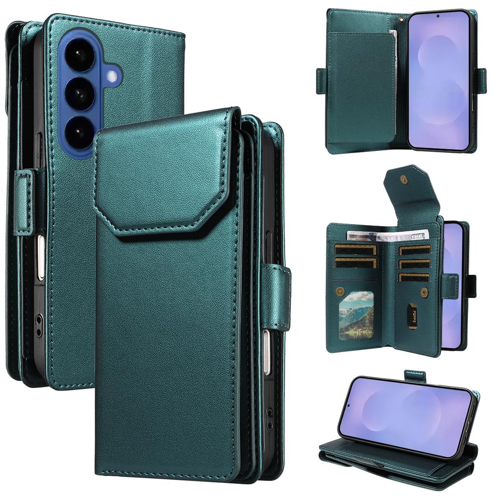 For Samsung Galaxy S26/S26 Pro Case with Multi-Card Holder and Strap PU Leather Phone Cover Stand
