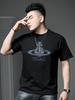Ozhouzhan Letters Hot Drilling Short Sleeve T-shirt Men's 2025 Summer New Trendy Casual Round Neck T-shirt Top
