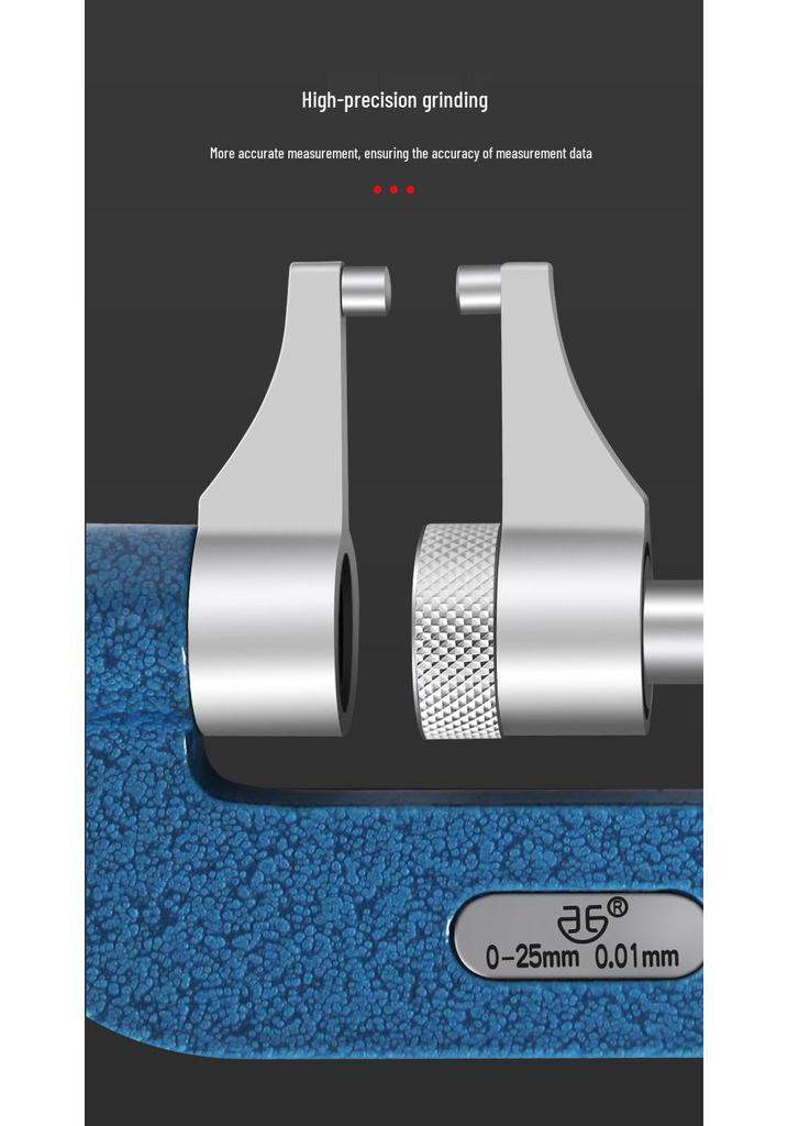 Qinghai Micrometer: 0-25mm Caliper with Ball and Flat Head for Inner & Outer Diameter Measurement.