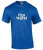 Sea World White Logo Cool Marine Animal Cool 80s 90s Royal Blue Cotton T-Shirt