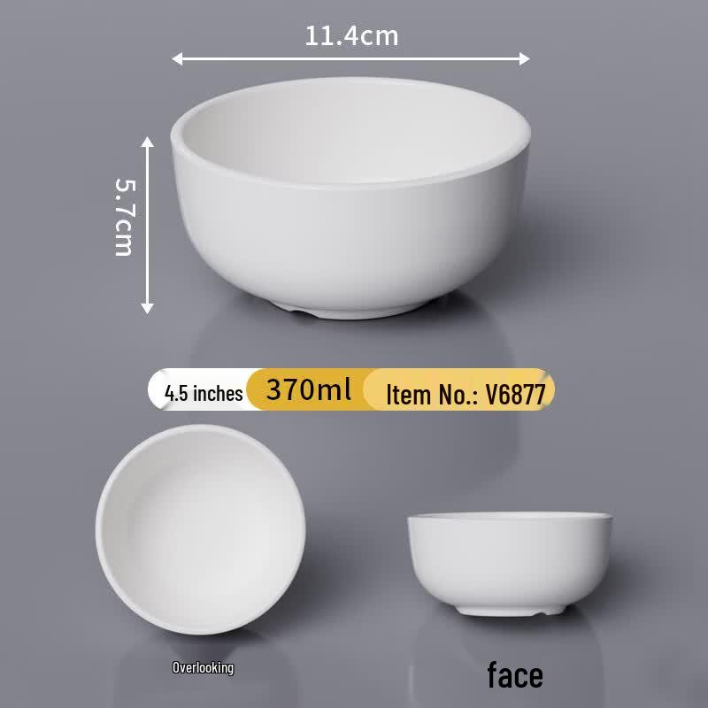 SHALL White Melamine Rice & Soup Bowls