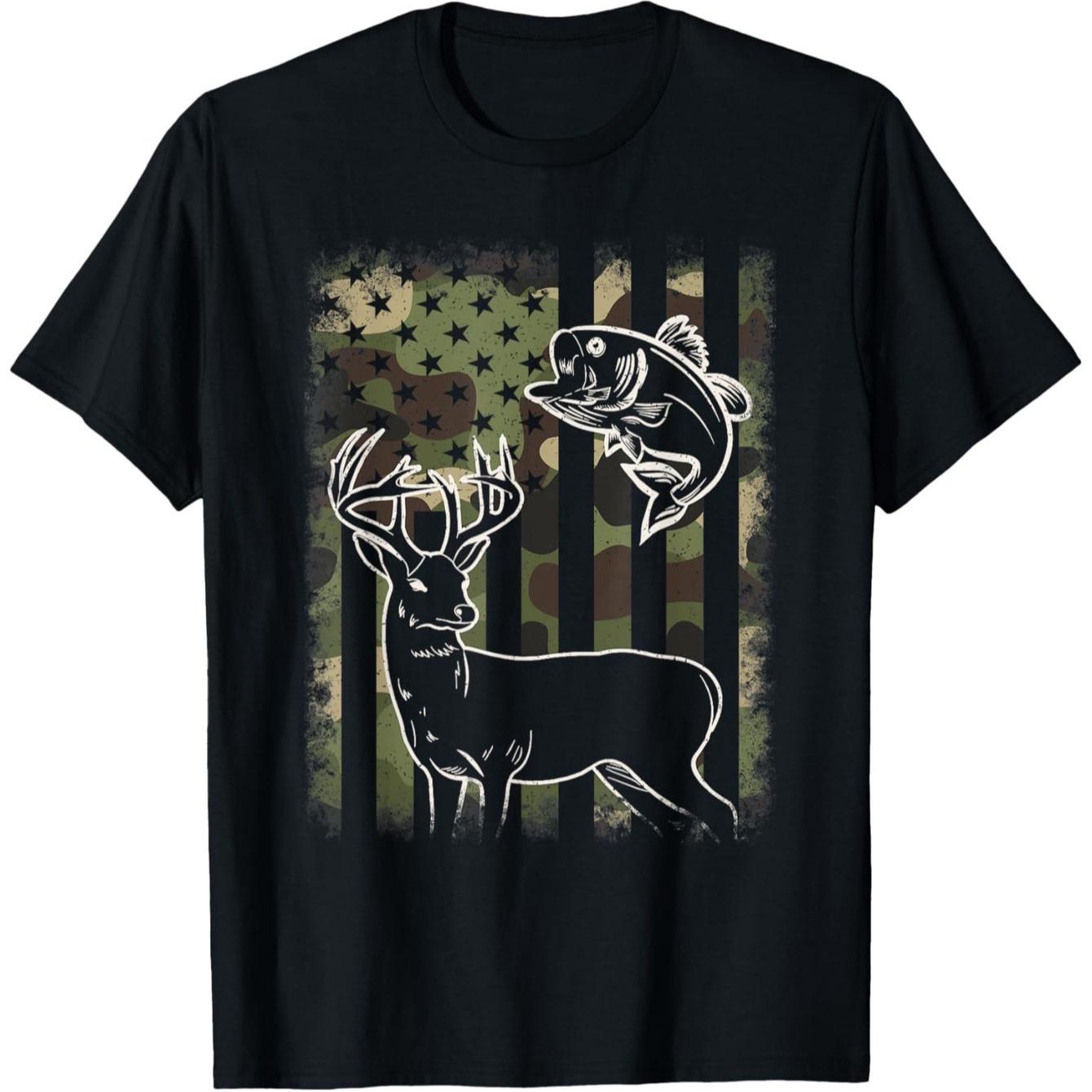 Camouflage American Flag Fishing Hunting Hunter Fisherman TShirt 100 Cotton ONeck Short Sleeve Summer Casual Mens Tshirt S разноцветный