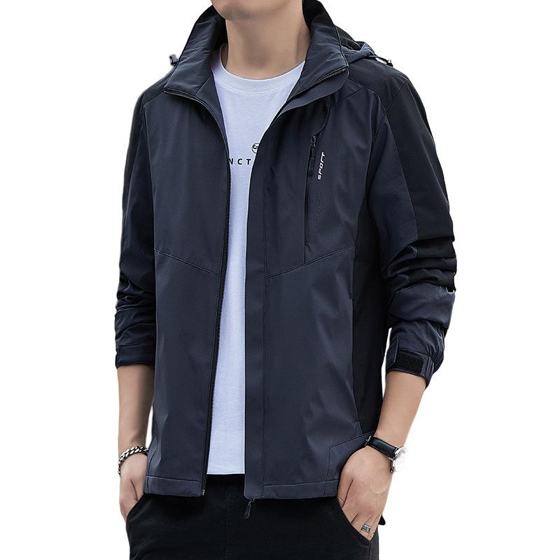 The new jacket men's men's Korean version of the trend of mountaineering Department of windproof punching jacket men's dehatted jacket